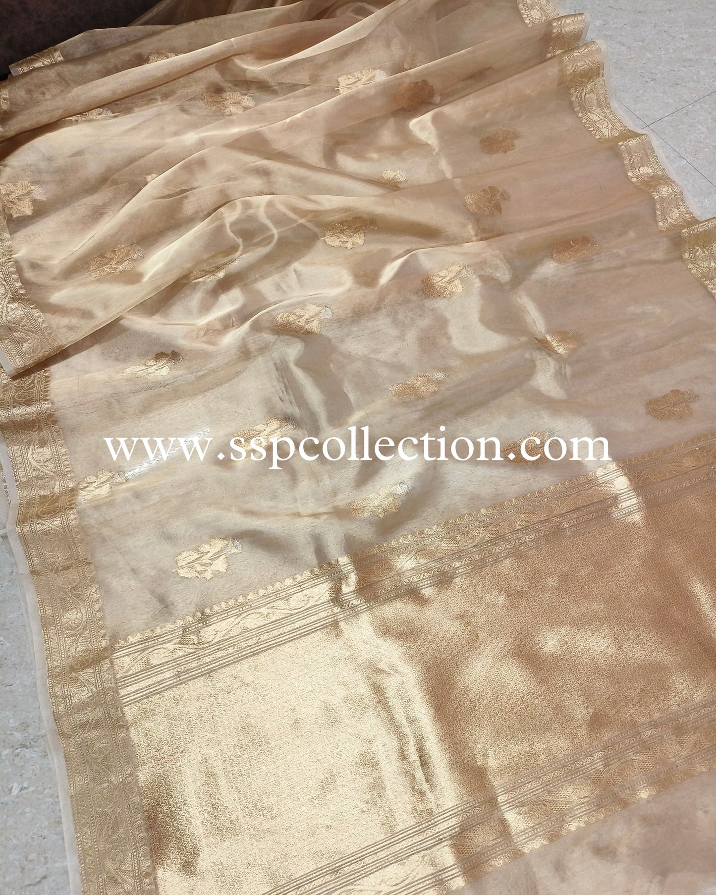 Gold Banarasi Pure Tissue Silk Saree