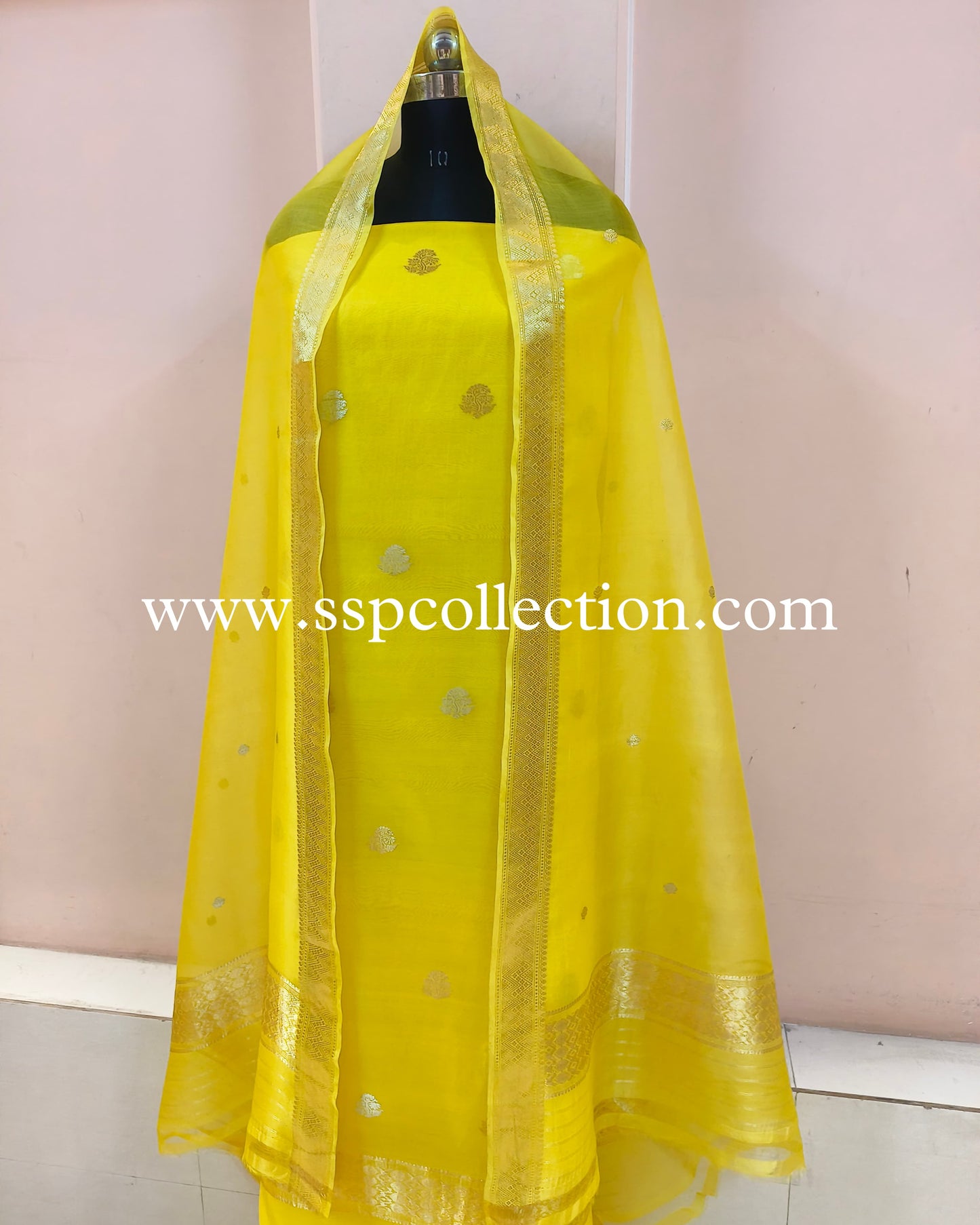 Lemon Pure Kora Silk Banarasi Suit
