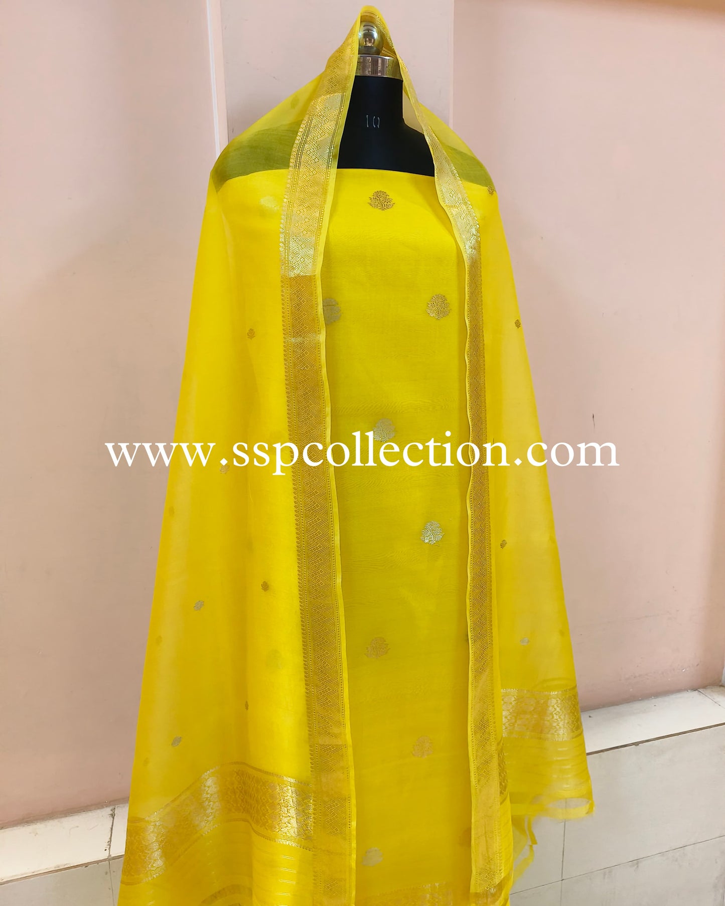 Lemon Pure Kora Silk Banarasi Suit