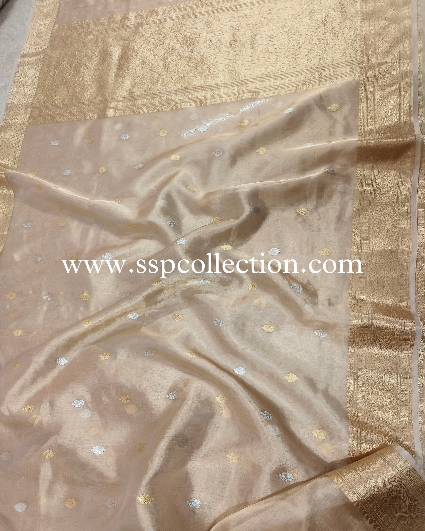 Gold Banarasi Pure Tissue Silk Saree