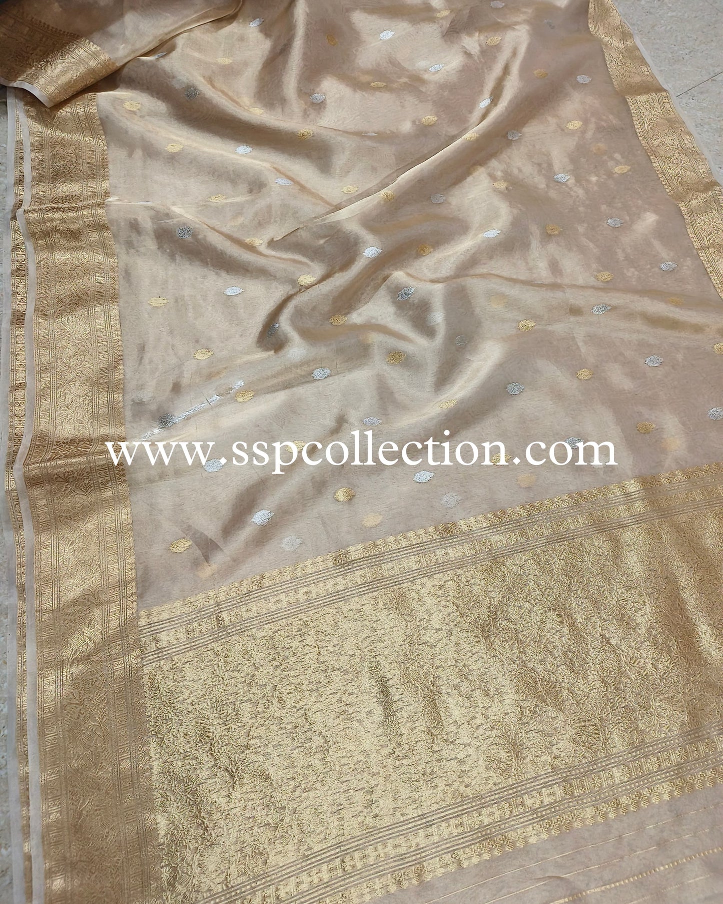 Gold Banarasi Pure Tissue Silk Saree