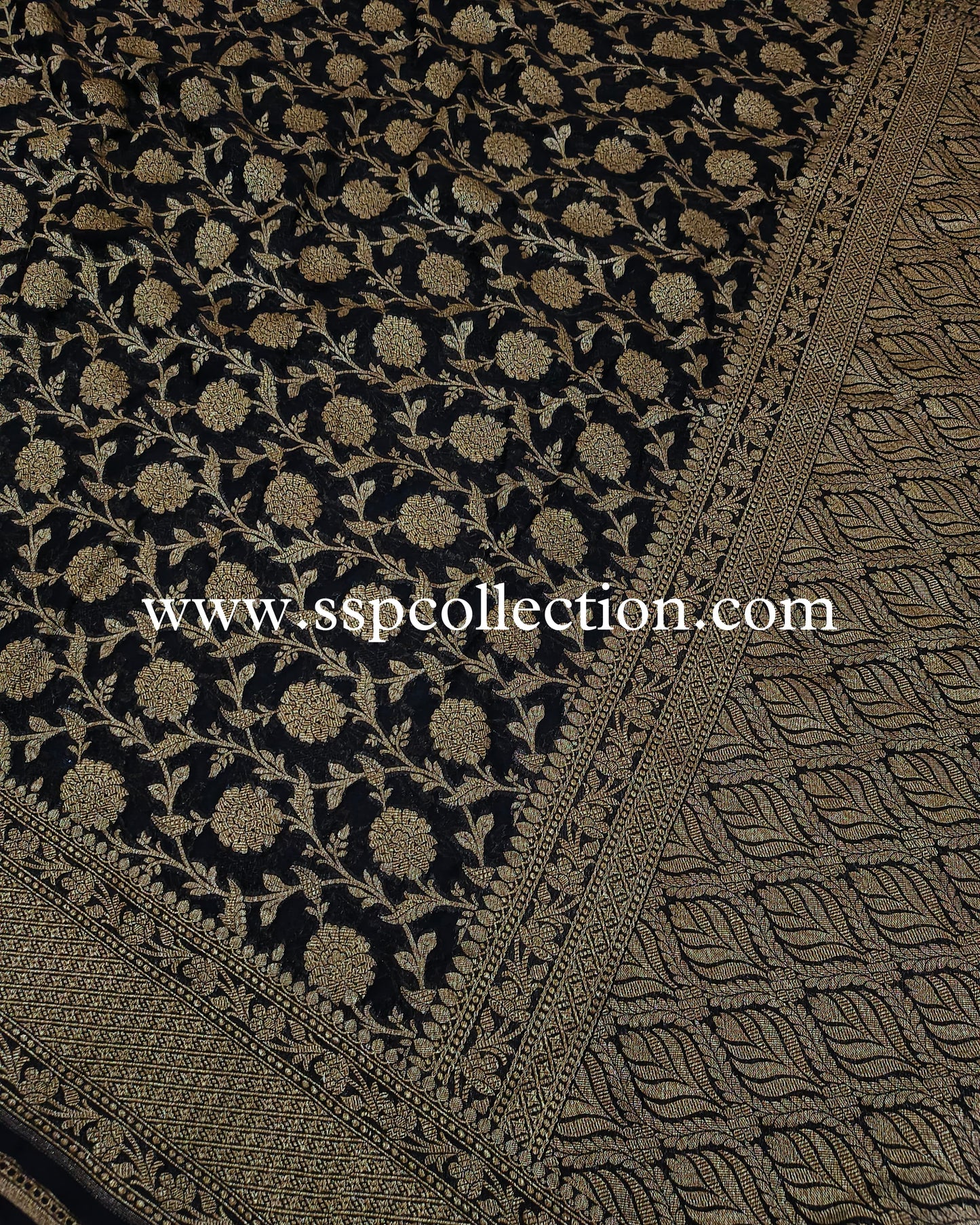 Black Pure Georgette Banarasi Saree