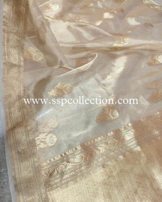 Gold Banarasi Pure Tissue Silk Saree