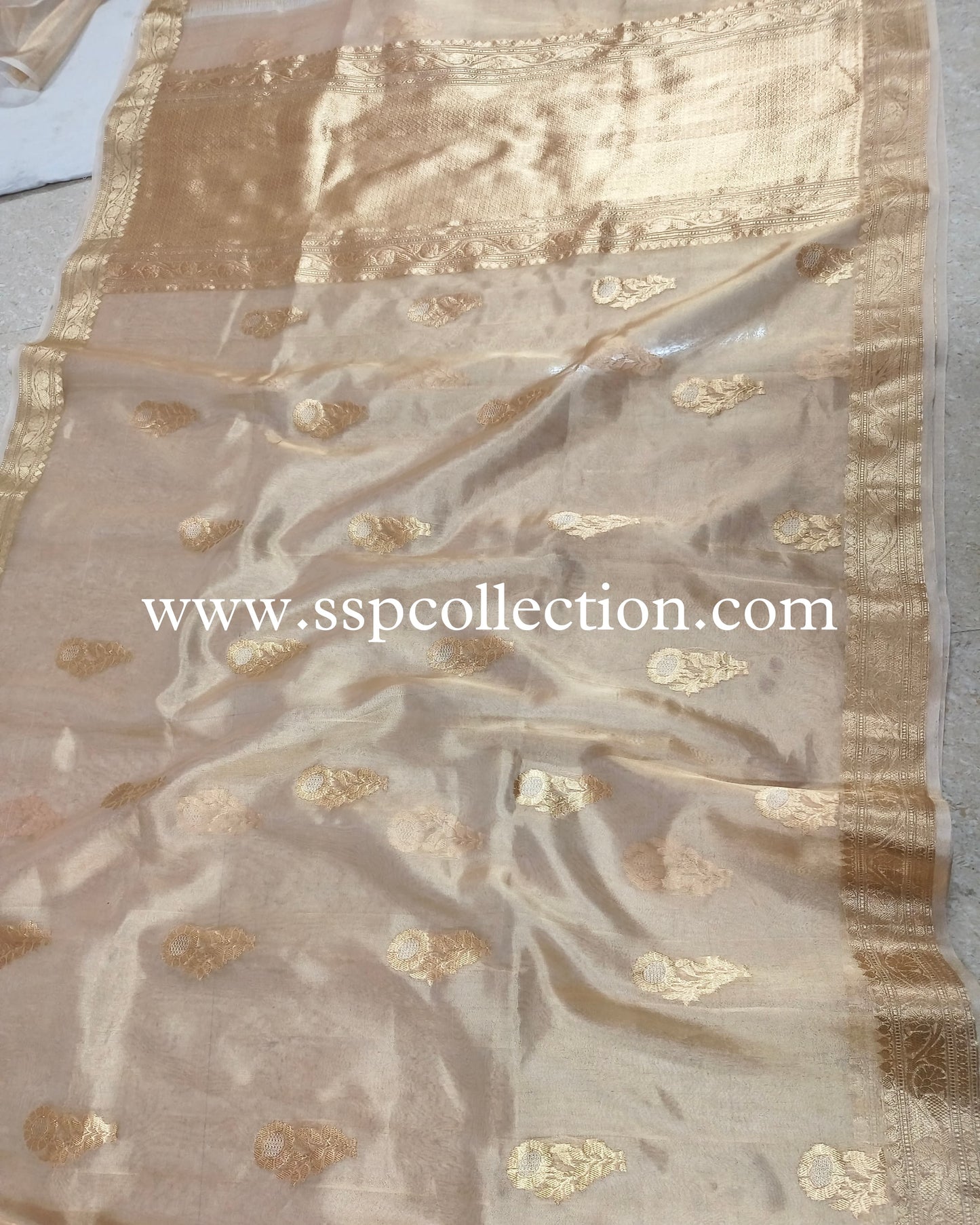 Gold Banarasi Pure Tissue Silk Saree