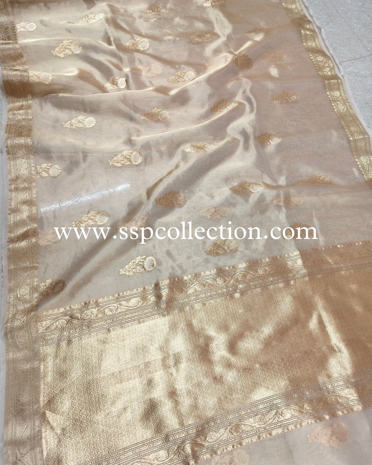 Gold Banarasi Pure Tissue Silk Saree