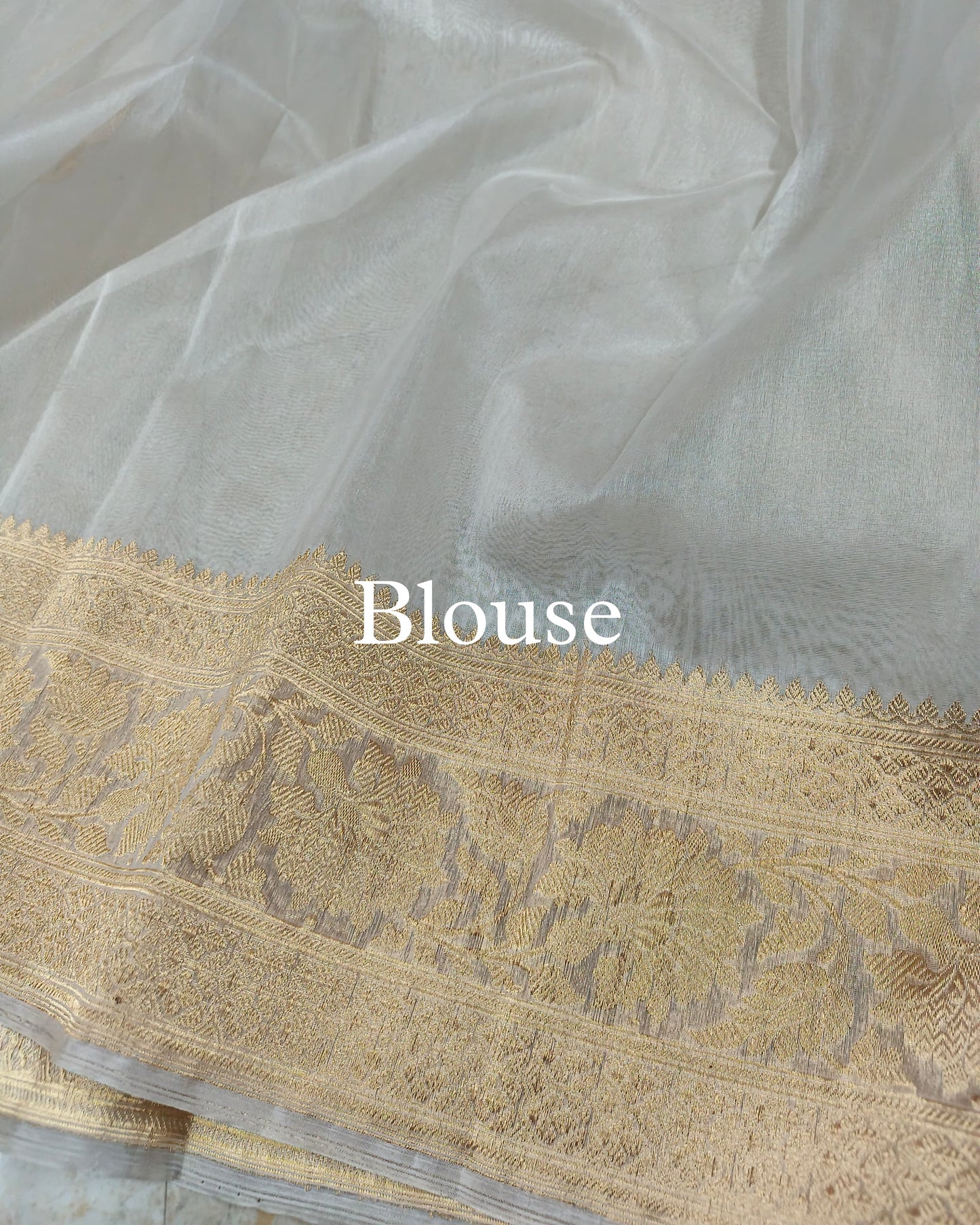 White Pure Kora Silk Banarasi Saree