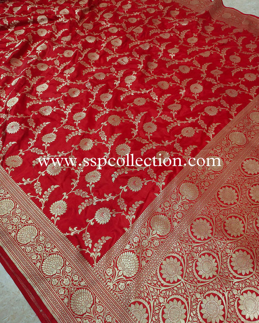 Red Banarasi Pure Katan Silk Saree