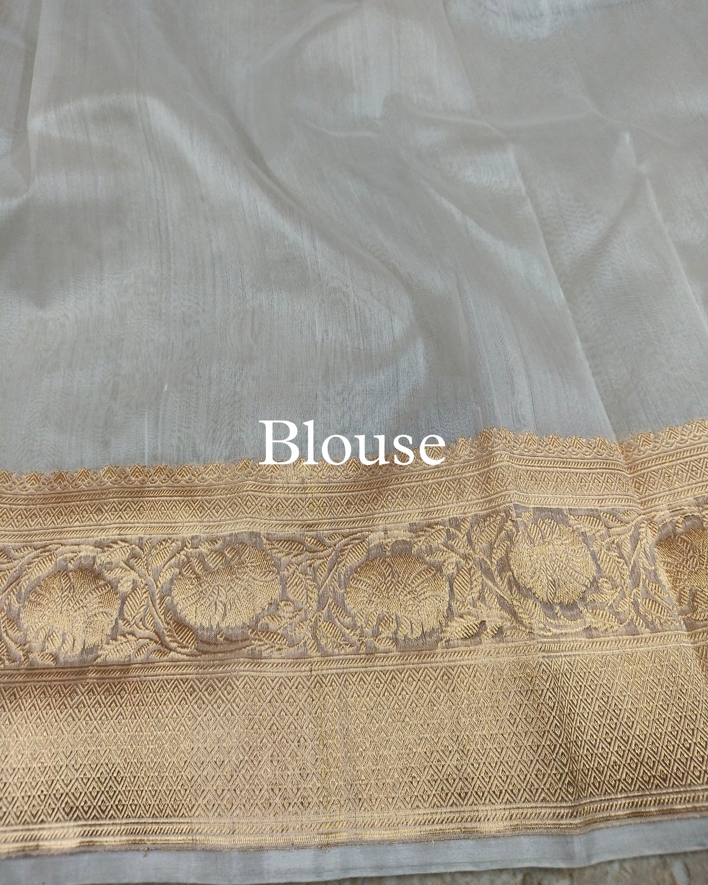 White Pure Kora Silk Banarasi Saree