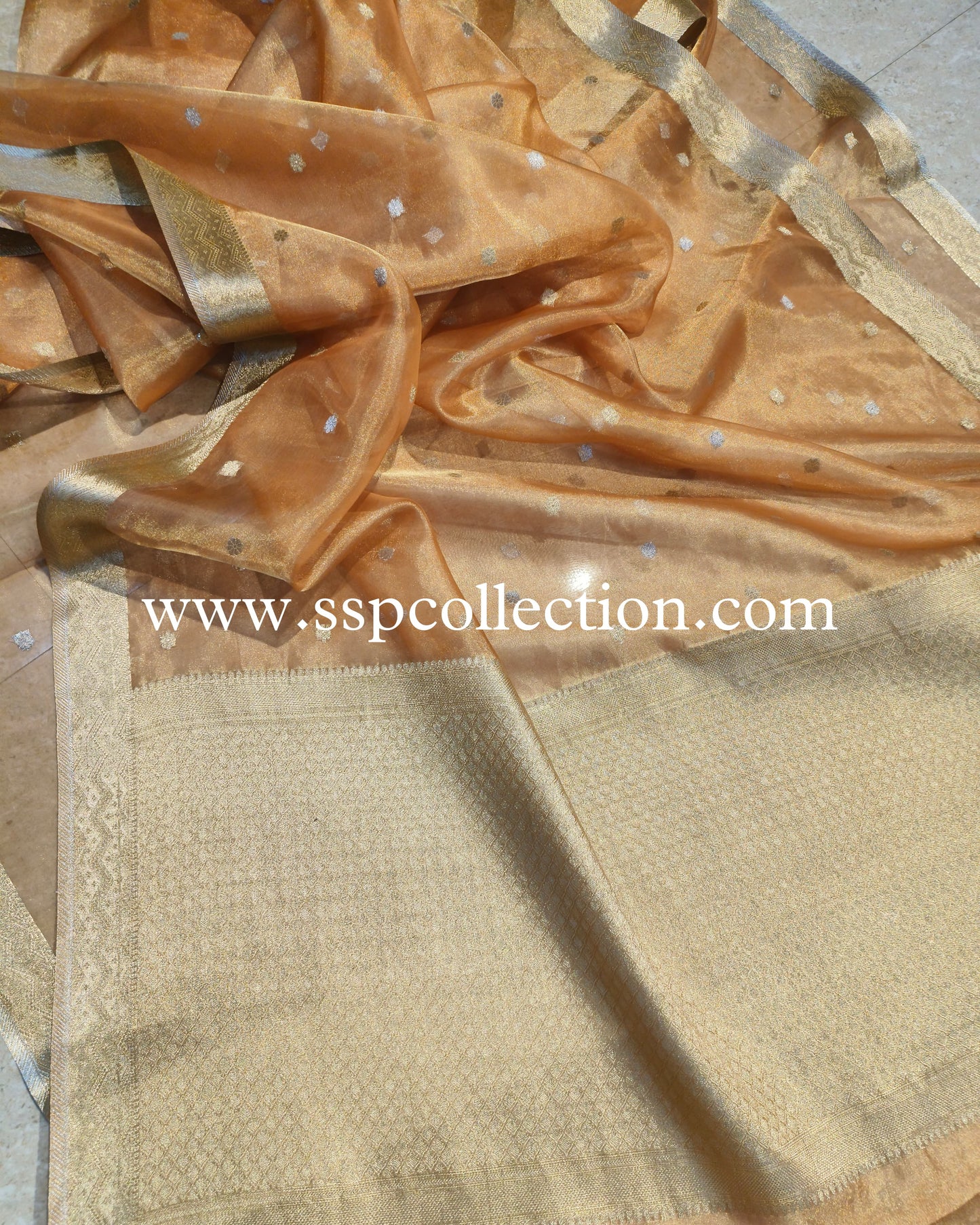 Orange Pure Tissue Silk Banarasi Saree