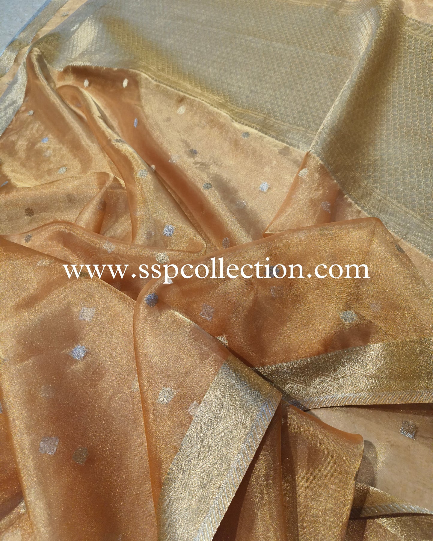 Orange Pure Tissue Silk Banarasi Saree