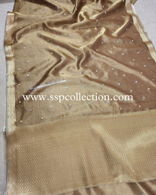 Brown Pure Tissue Silk Banarasi Saree