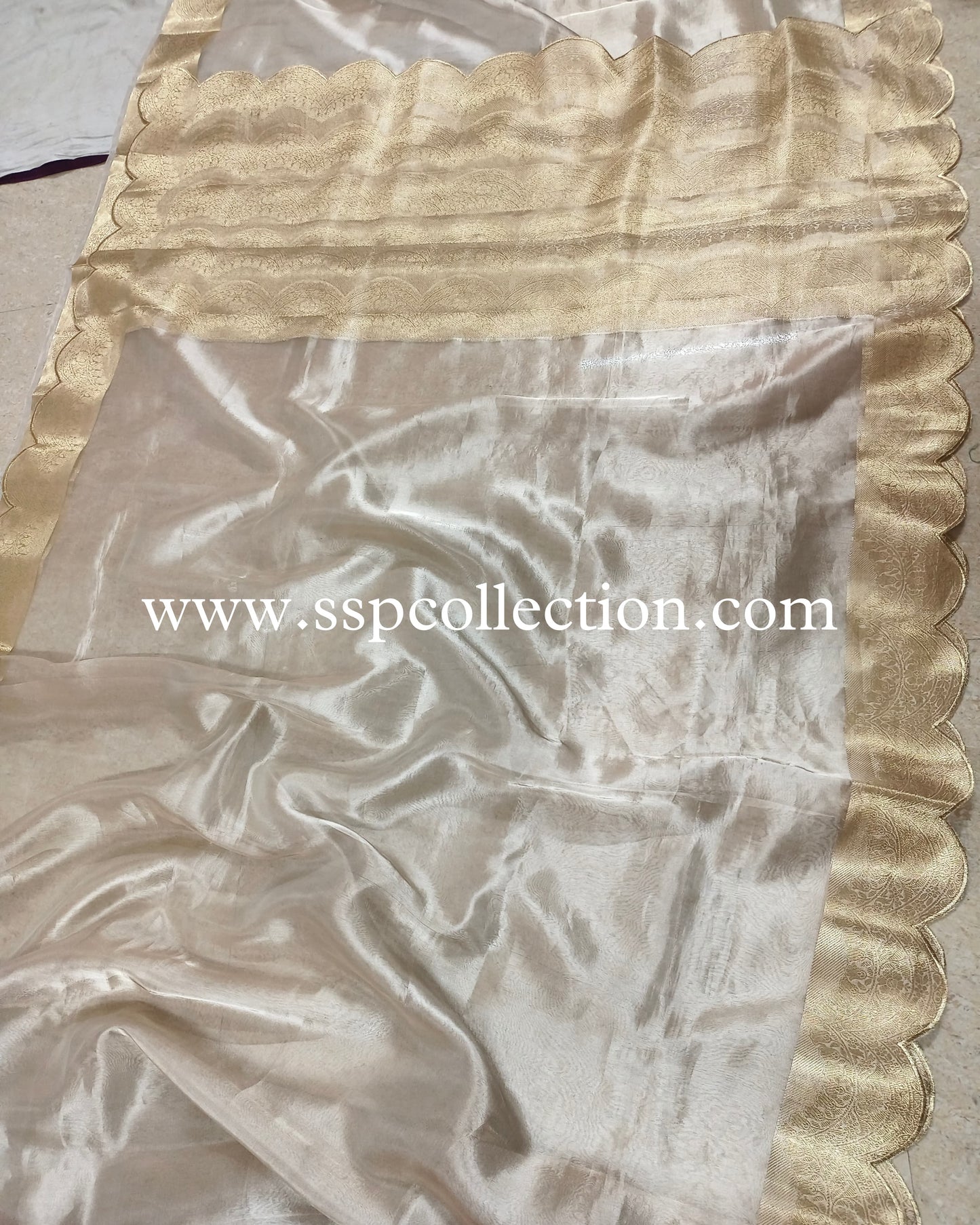 Silver Pure Tissue Silk Banarasi Saree