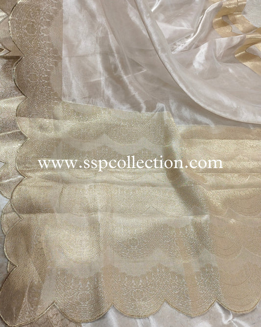 Silver Pure Tissue Silk Banarasi Saree