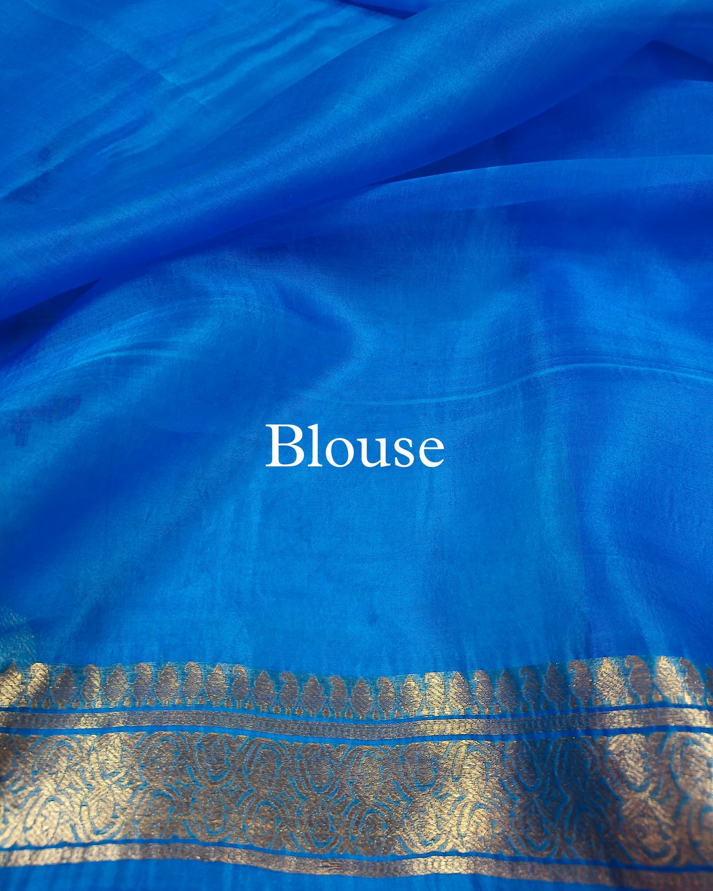 French-Blue Pure Kora Silk Banarasi Saree