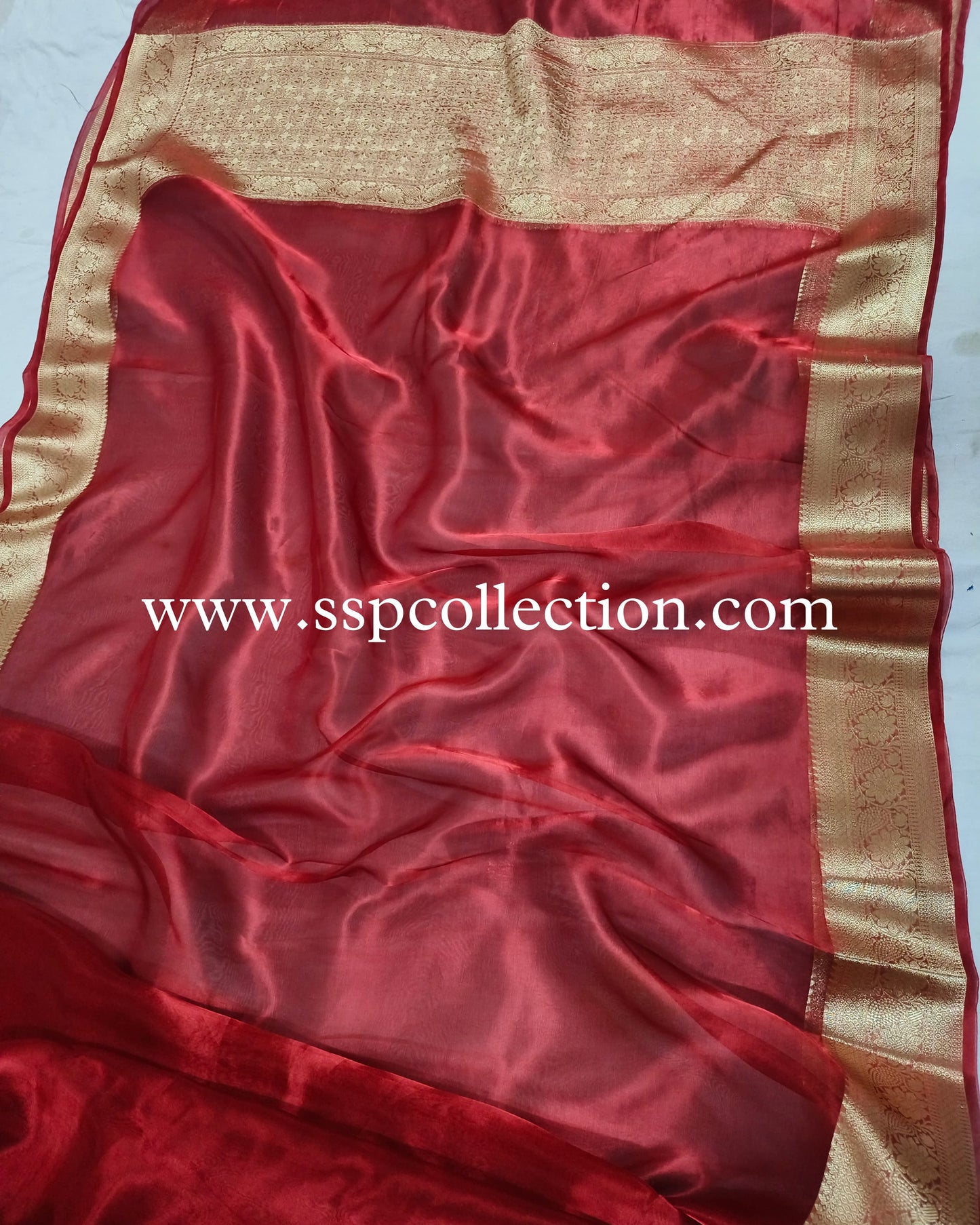 Red Banarasi Pure Tissue Silk Saree