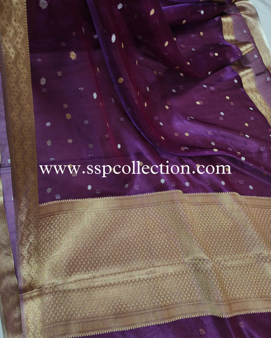 Dhoop-Chaao Pure Tissue Silk Banarasi Saree