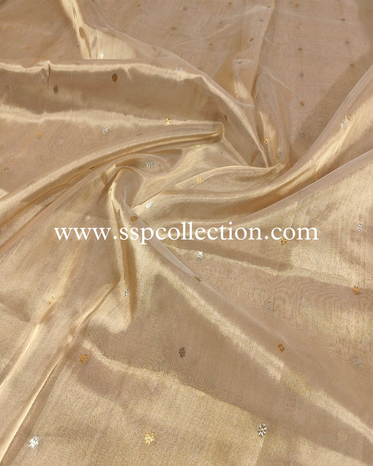 Gold Pure Tissue Silk Banarasi Fabric