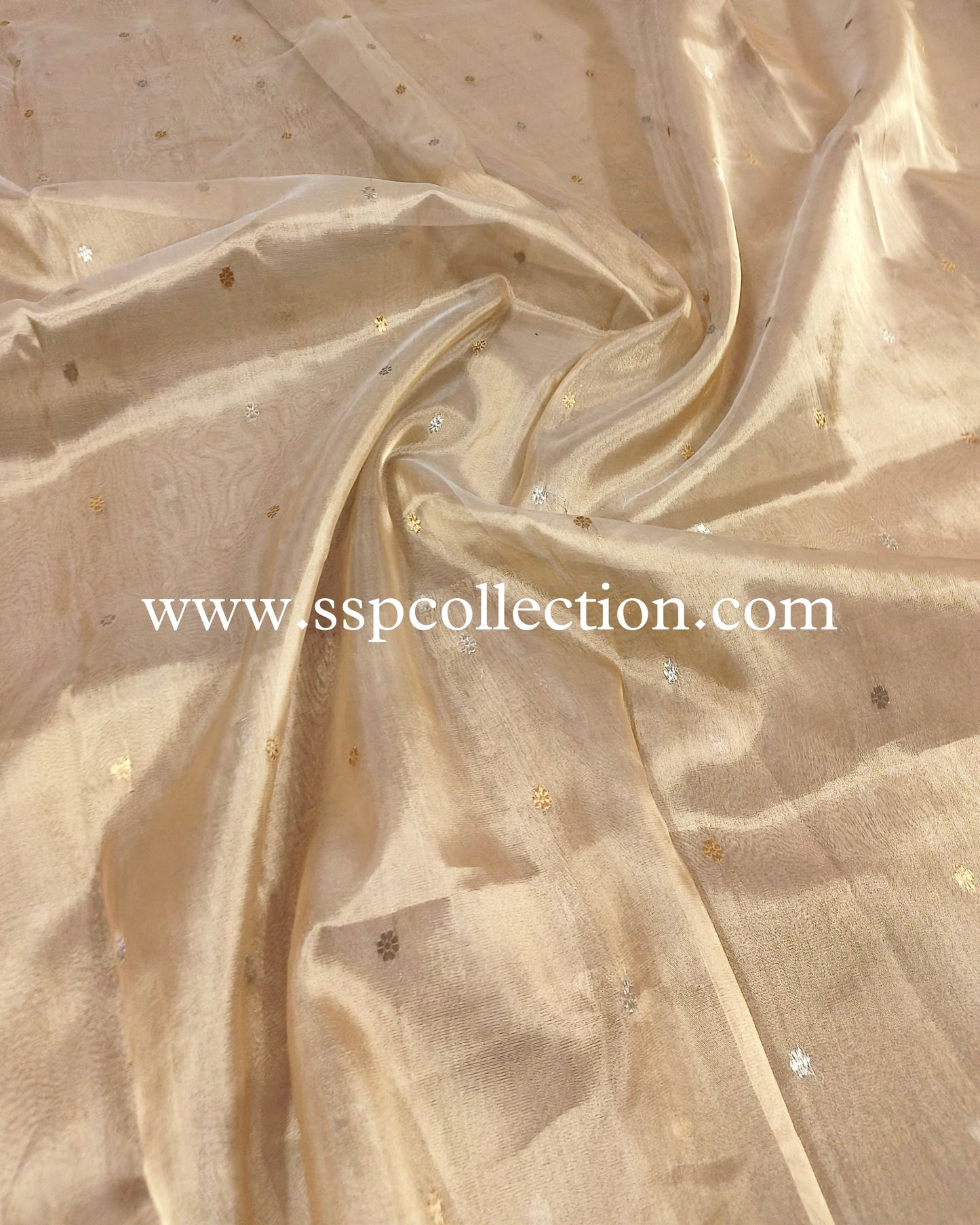 Gold Pure Tissue Silk Banarasi Fabric
