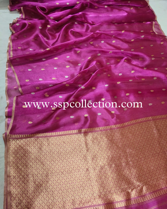 Pink Pure Tissue Silk Banarasi Saree