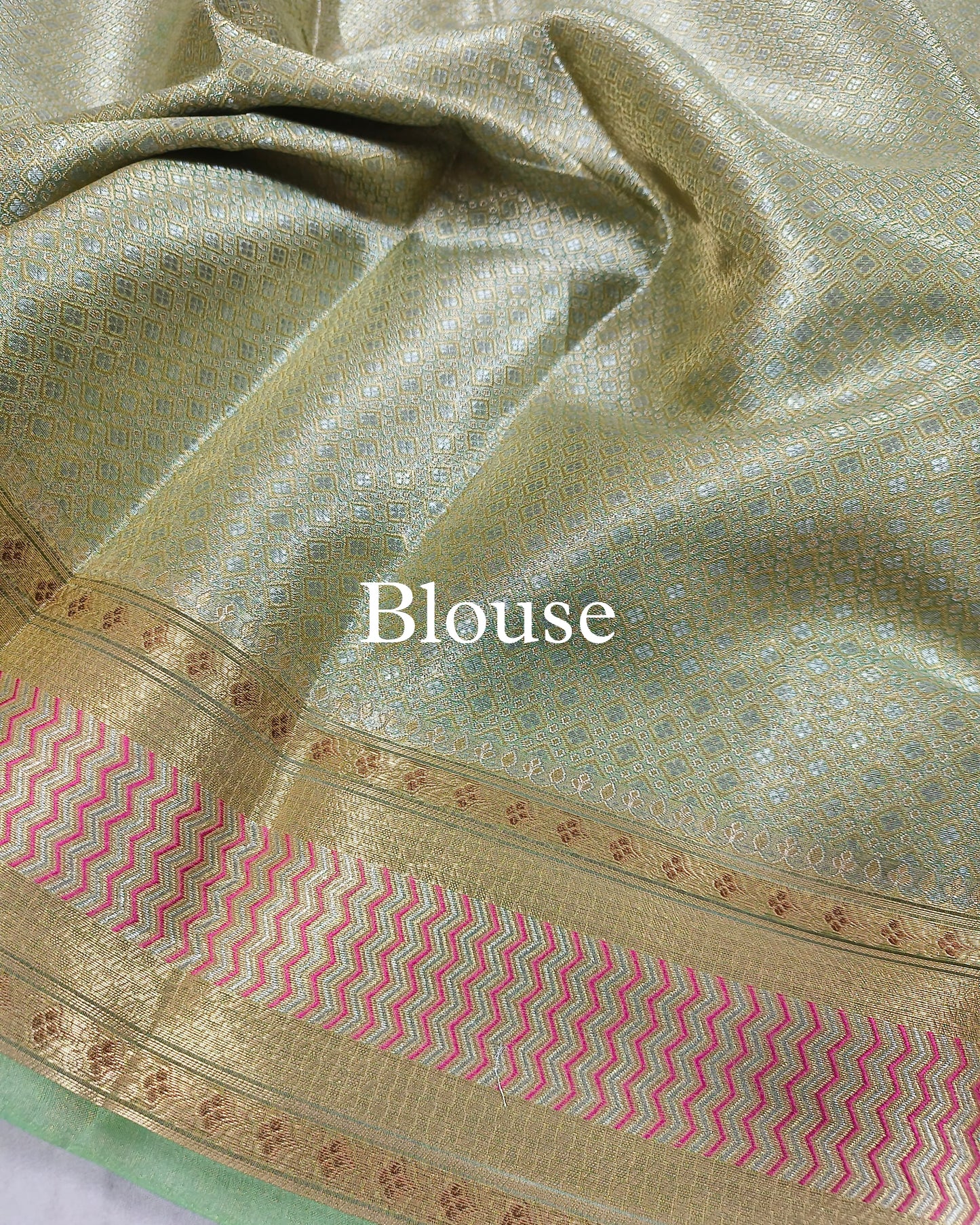 Mint-Green Paithani Pure Tissue Silk Banarasi Saree
