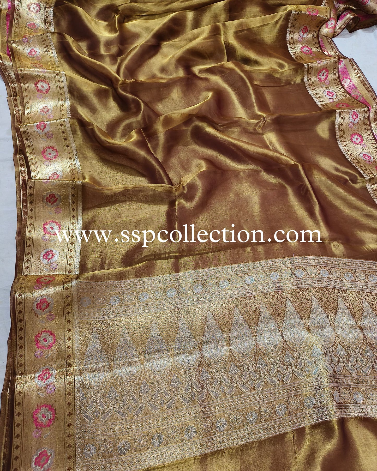 Bronze Paithani Pure Tissue Silk Banarasi Saree