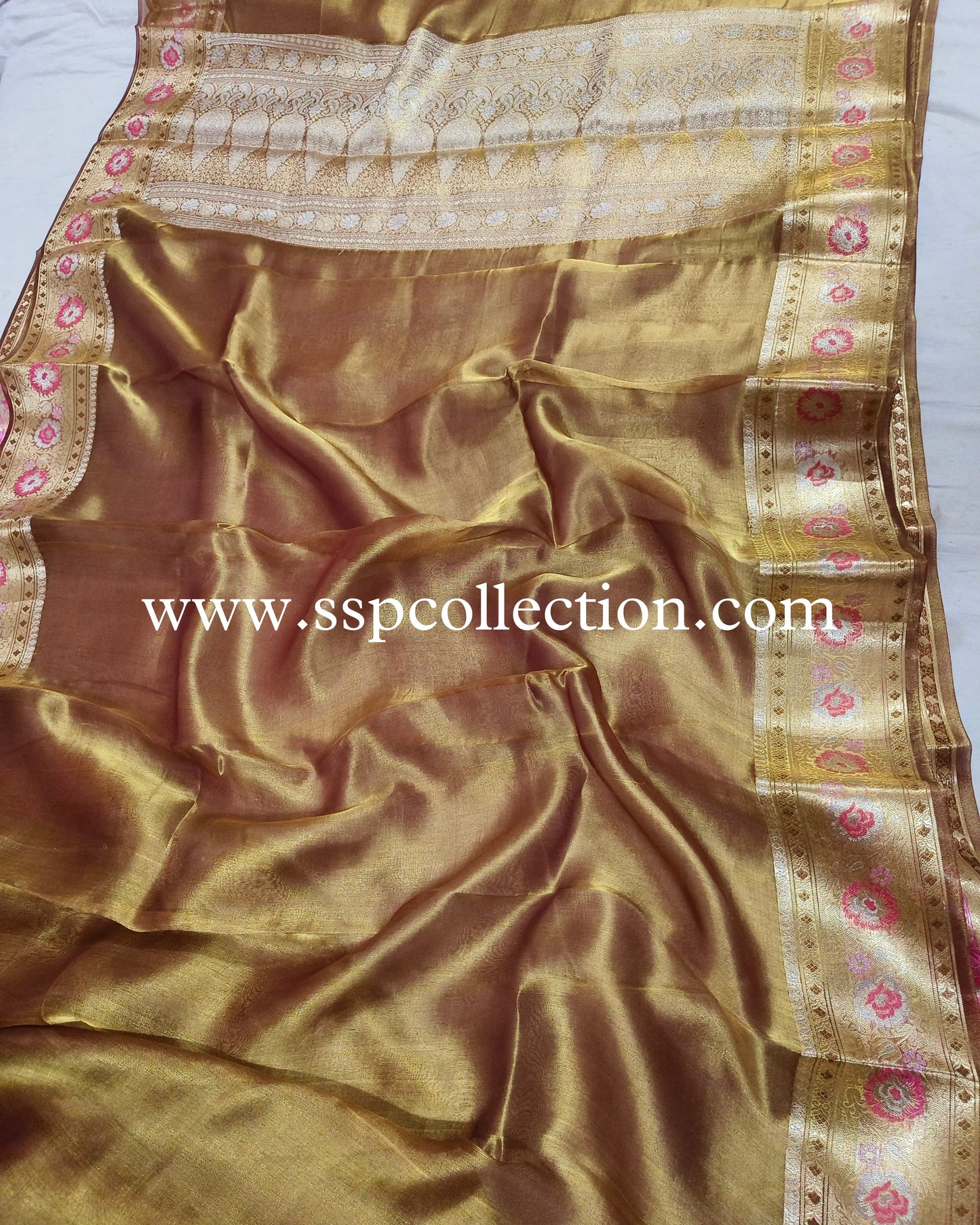 Bronze Paithani Pure Tissue Silk Banarasi Saree
