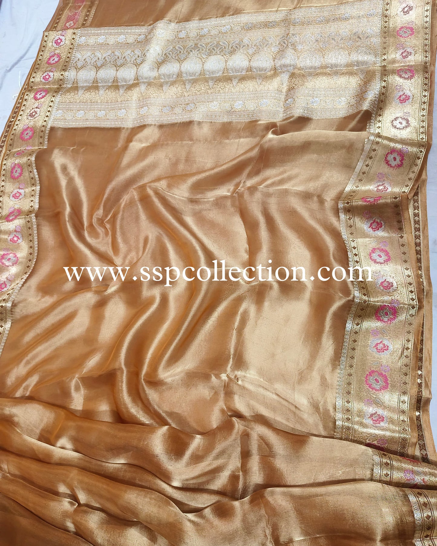 Mustard Paithani Pure Tissue Silk Banarasi Saree