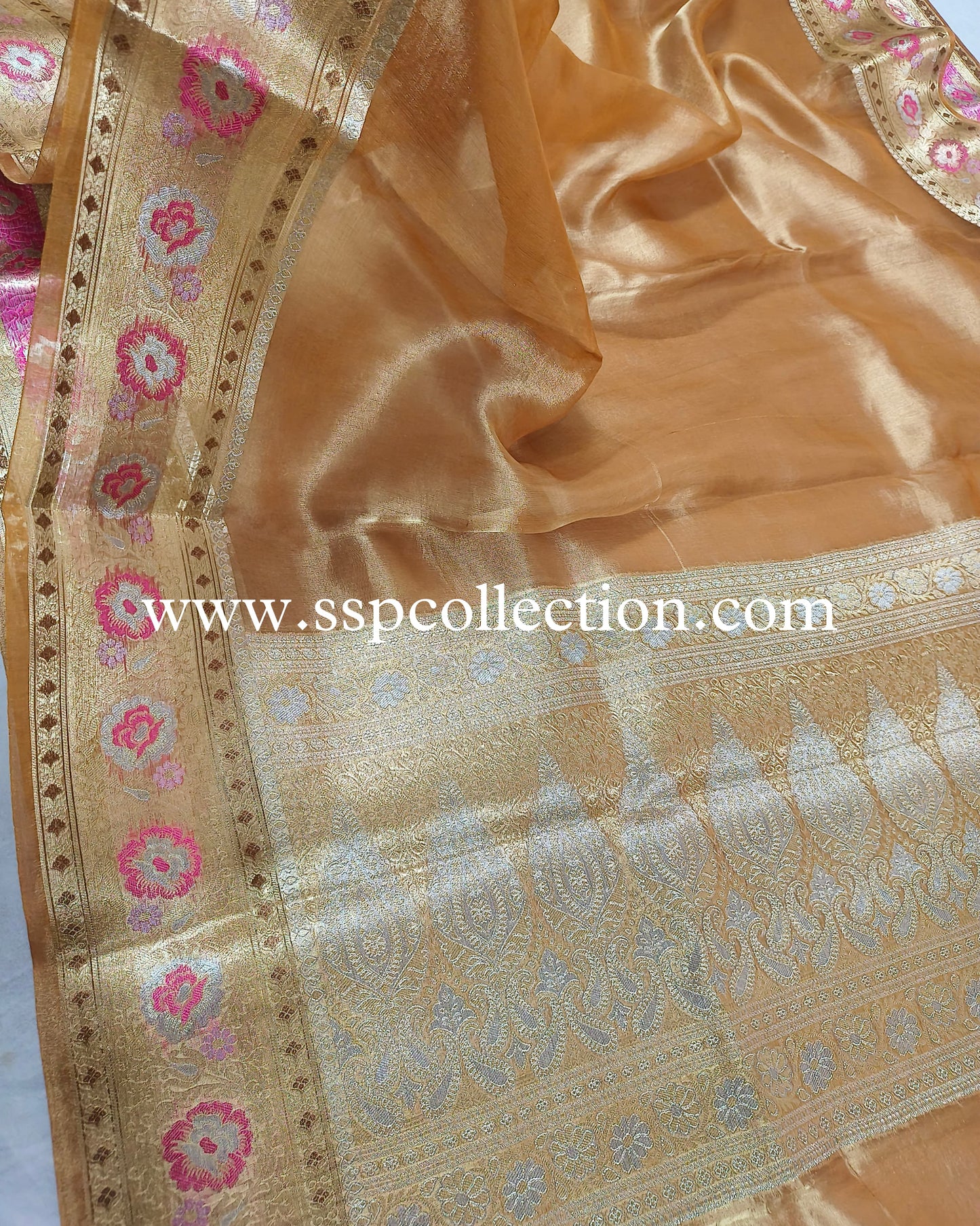 Mustard Paithani Pure Tissue Silk Banarasi Saree
