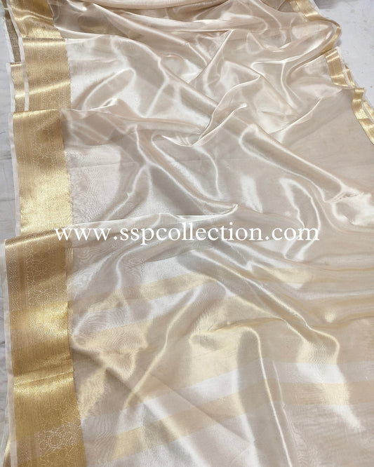 Silver Pure Tissue Silk Banarasi Saree