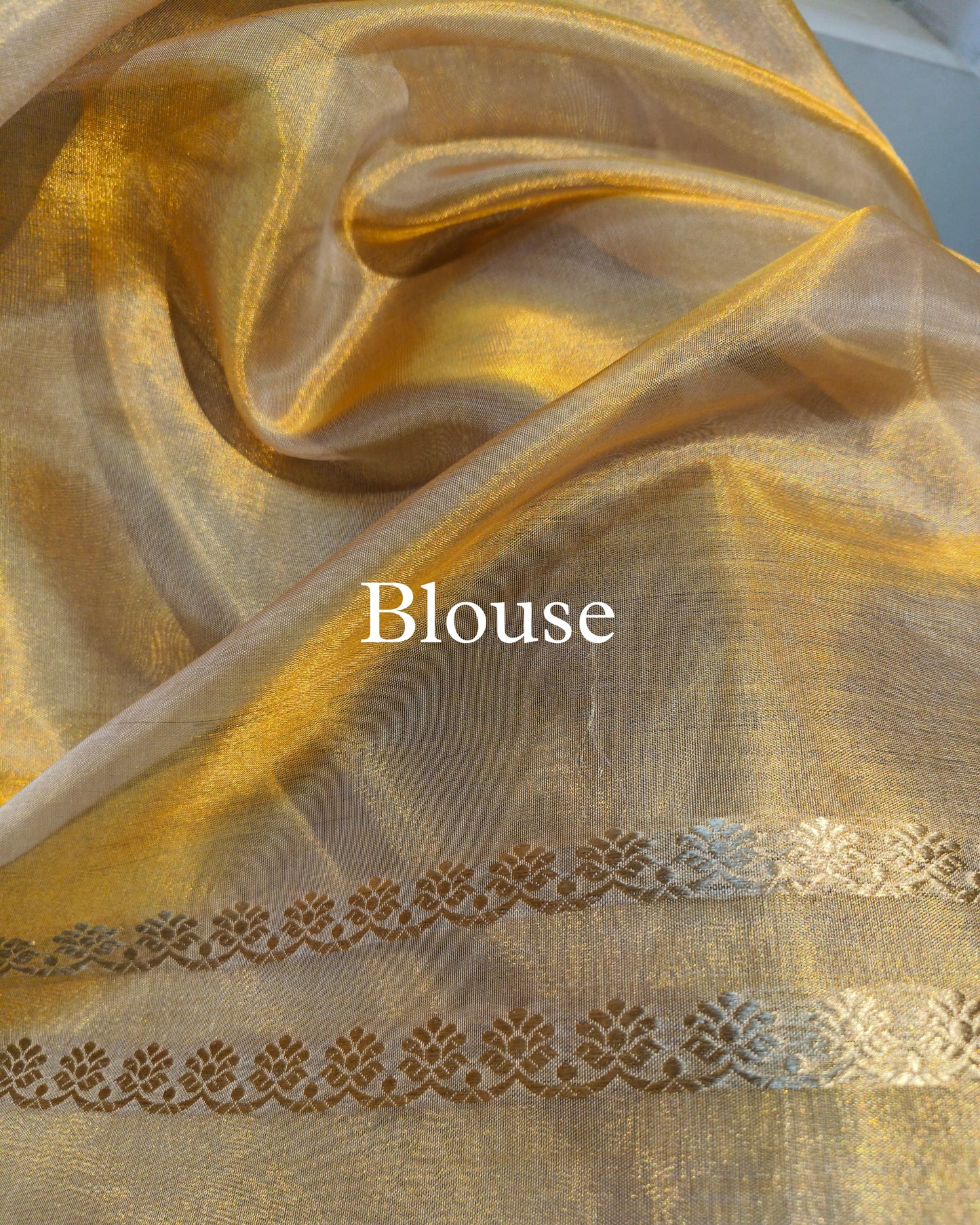 Yellow-Gold Pure Tissue Silk Banarasi Saree
