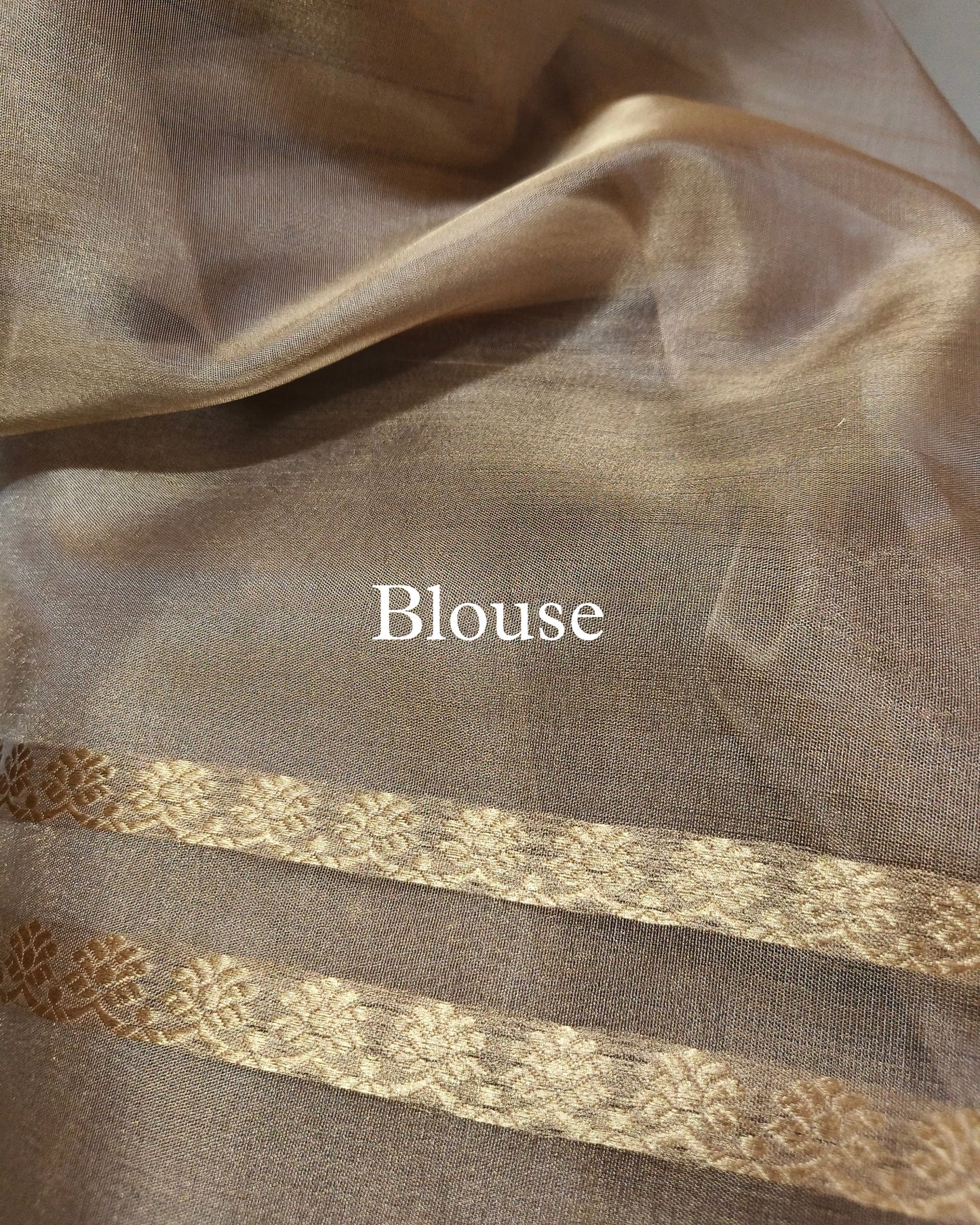 Beige-Gold Pure Tissue Silk Banarasi Saree