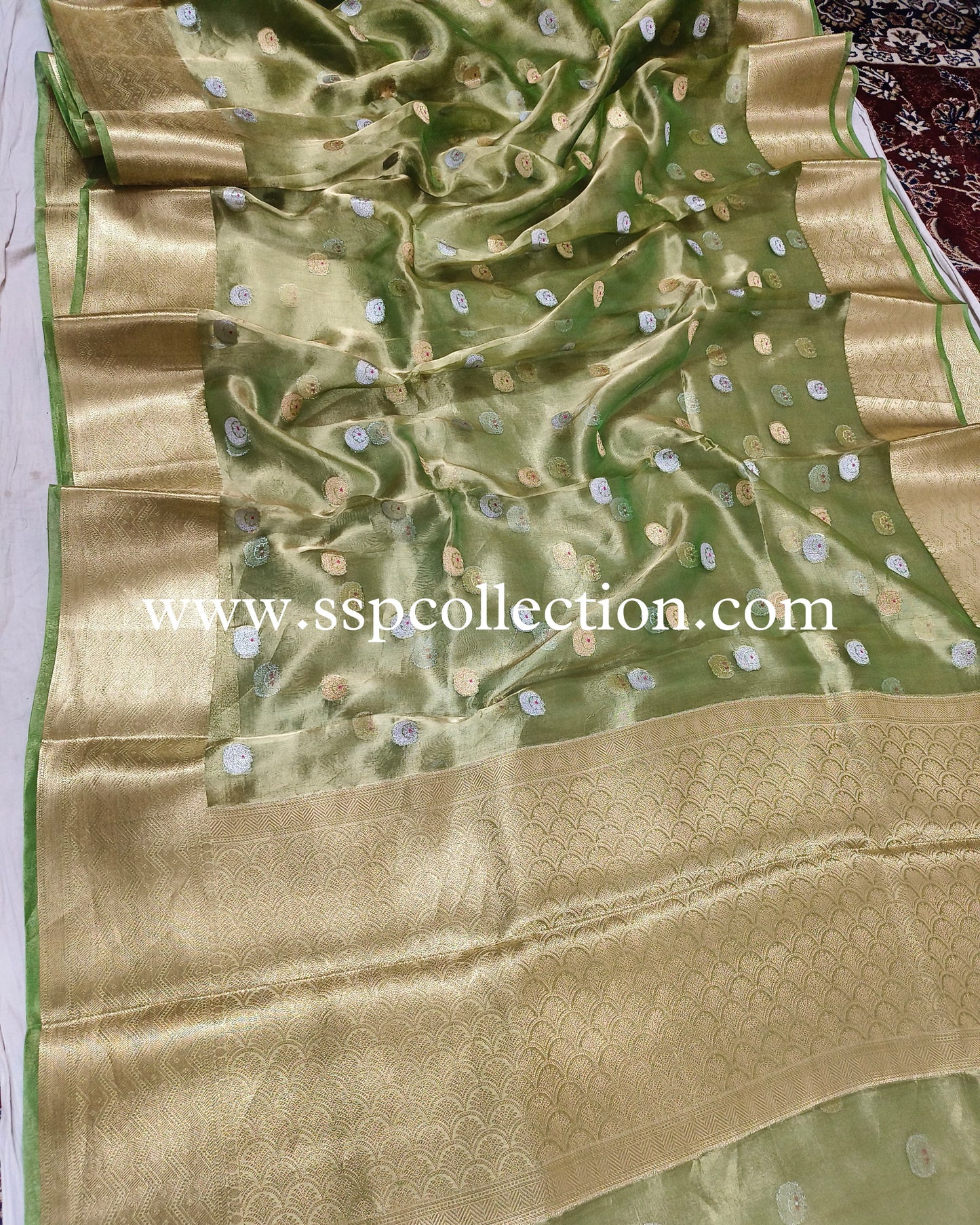 Green Pure Tissue Silk Chand-Tara Banarasi Saree