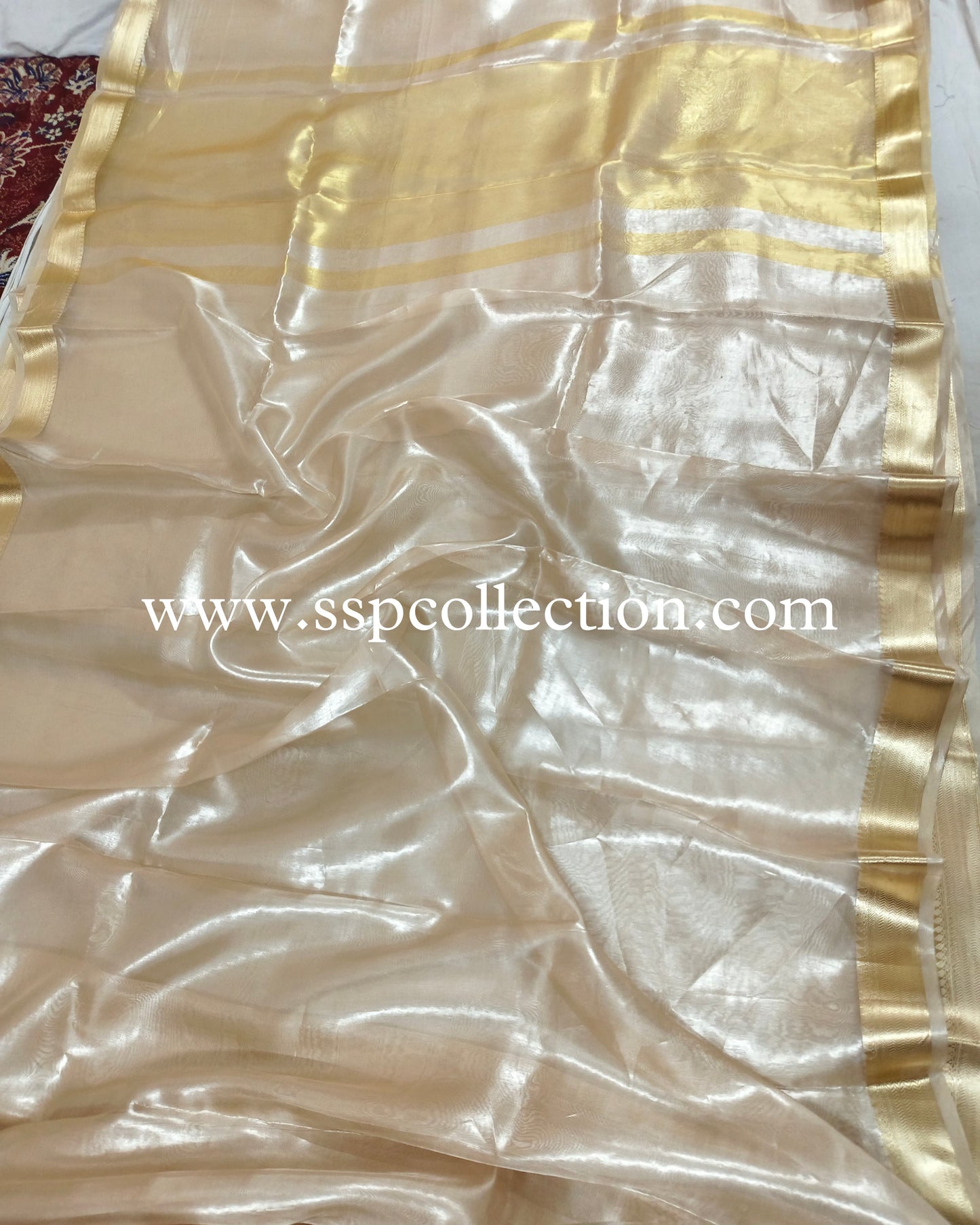 Beige Pure Tissue Silk Banarasi Saree
