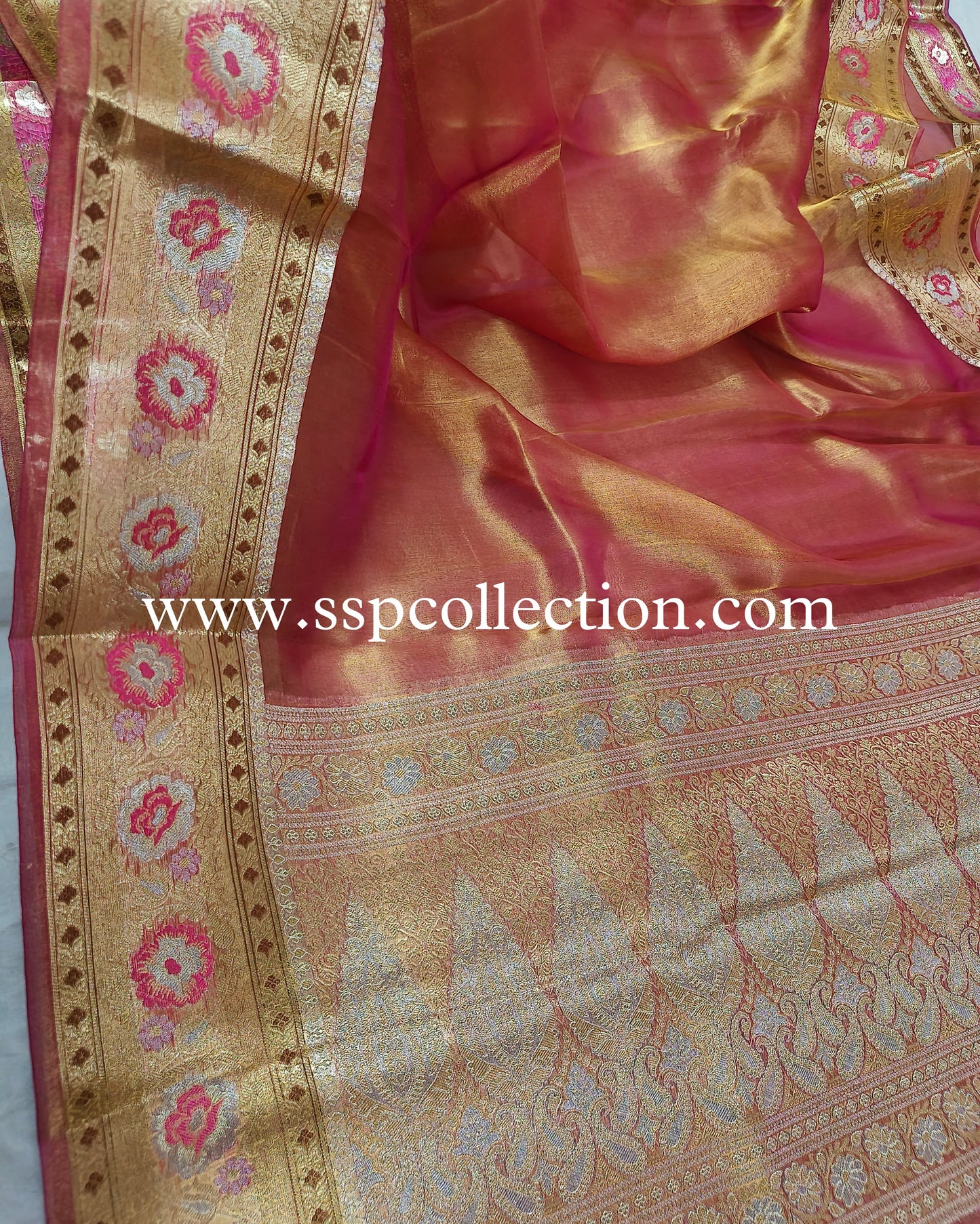 Pink Paithani Pure Tissue Silk Banarasi Saree