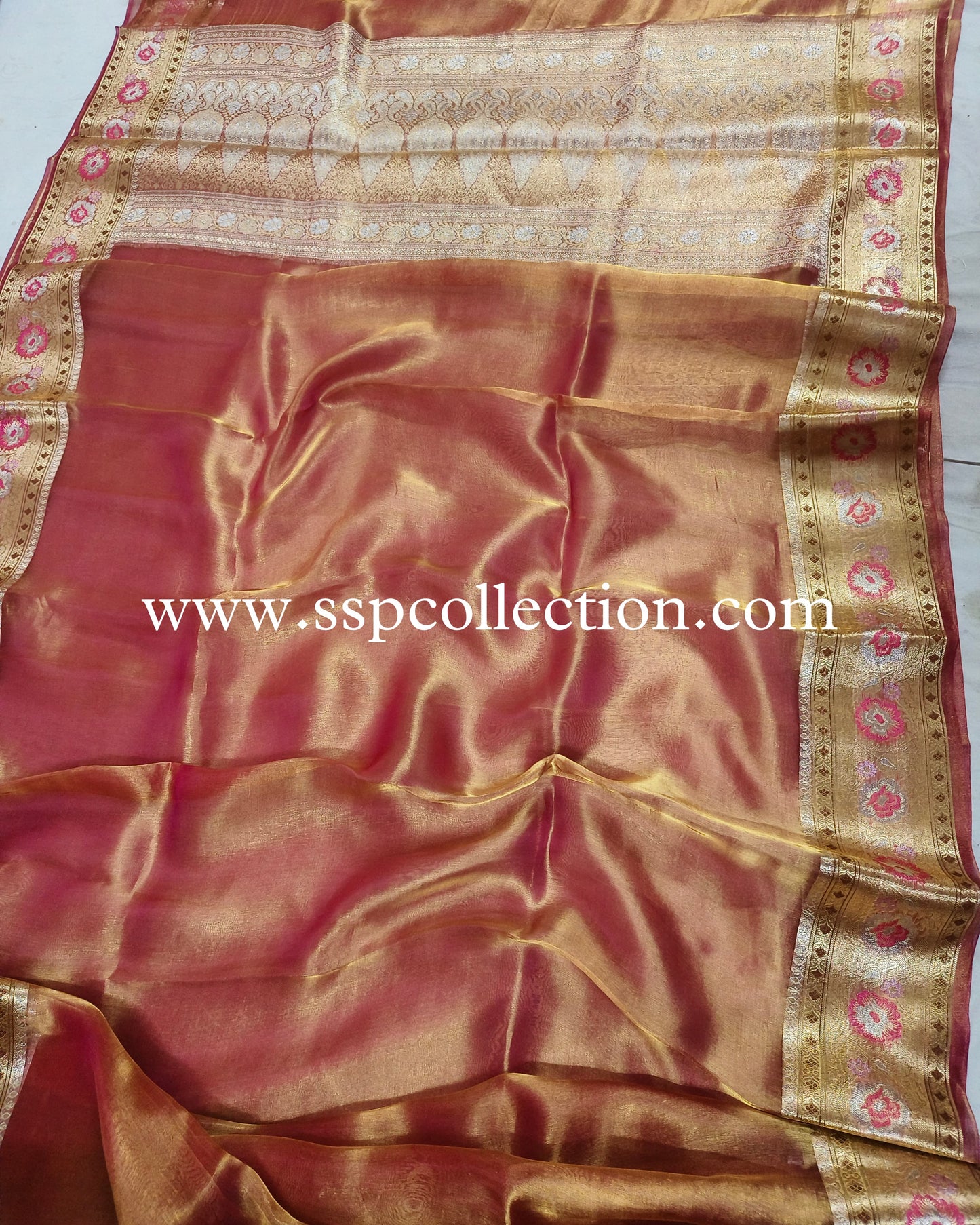 Pink Paithani Pure Tissue Silk Banarasi Saree