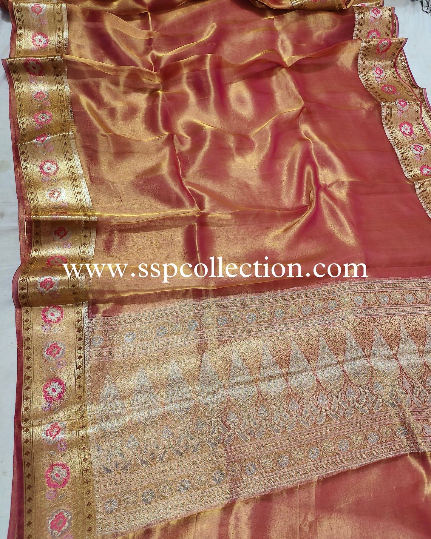 Pink Paithani Pure Tissue Silk Banarasi Saree