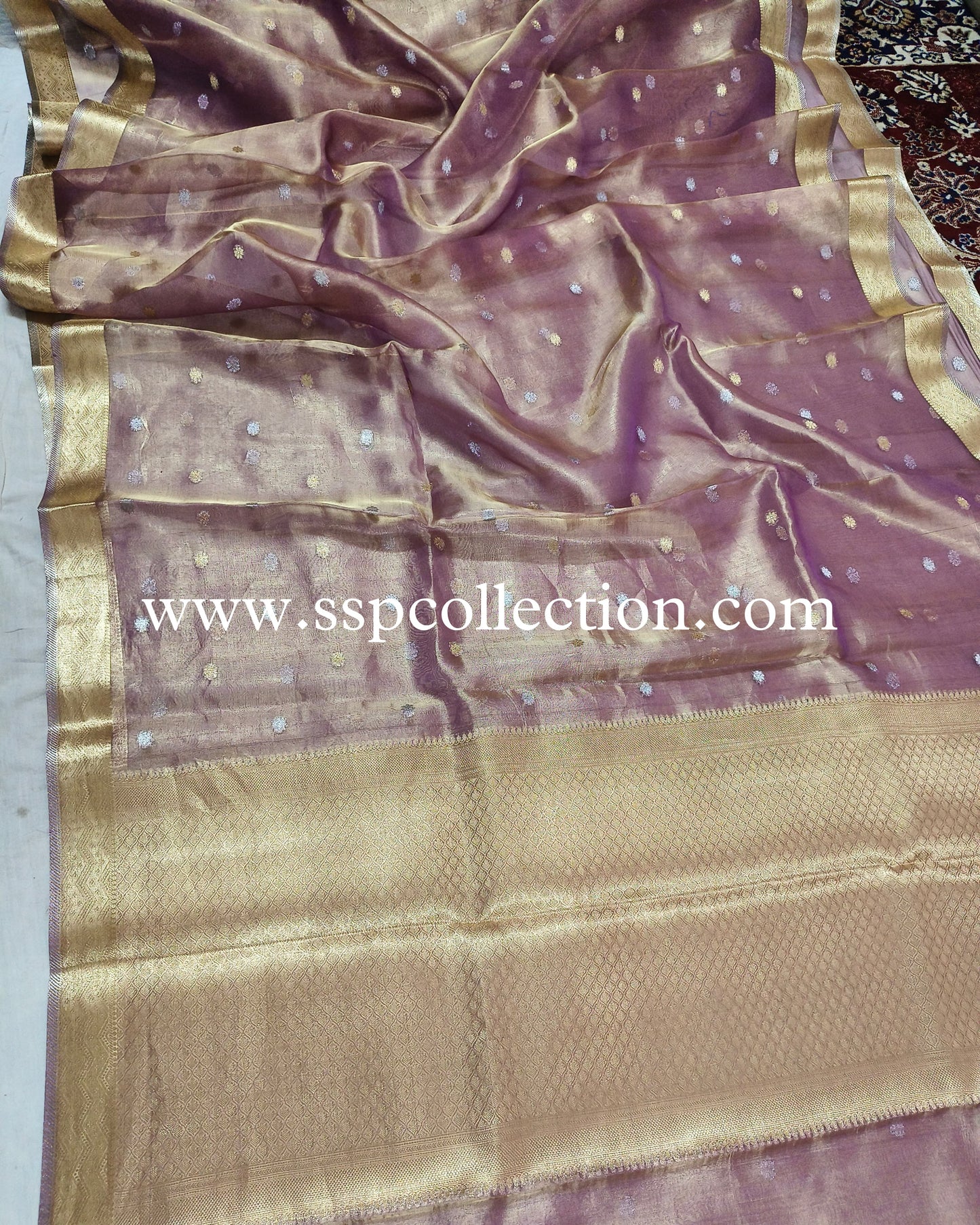 Lilac Pure Tissue Silk Banarasi Saree