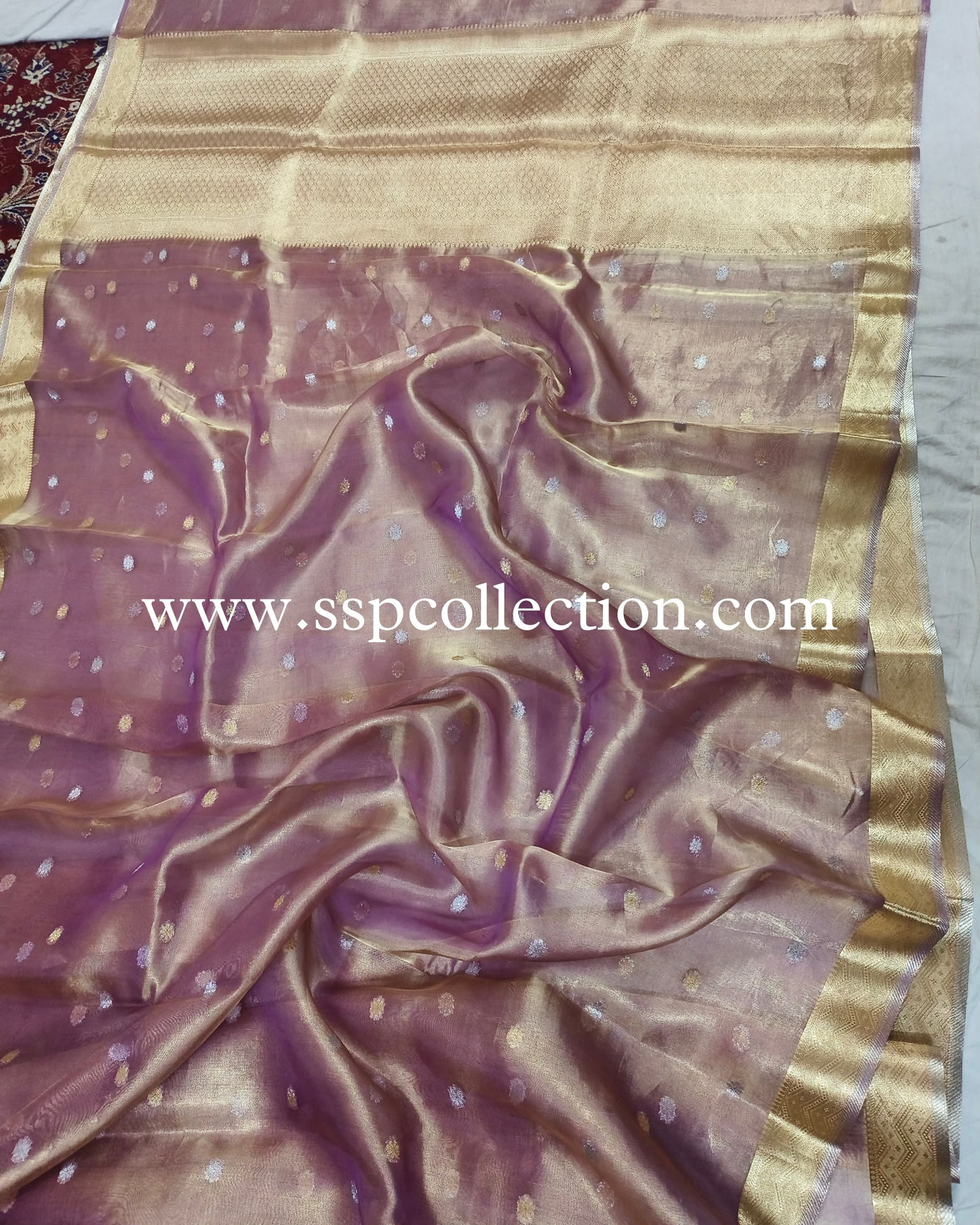 Lilac Pure Tissue Silk Banarasi Saree