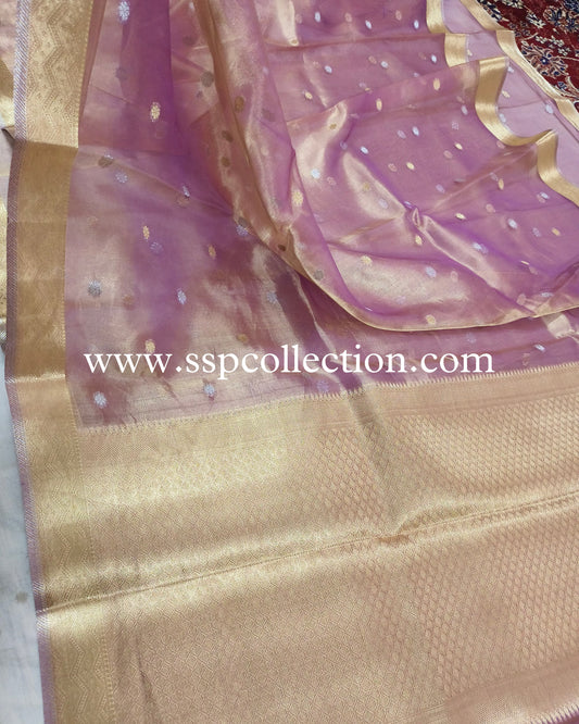 Lilac Pure Tissue Silk Banarasi Saree