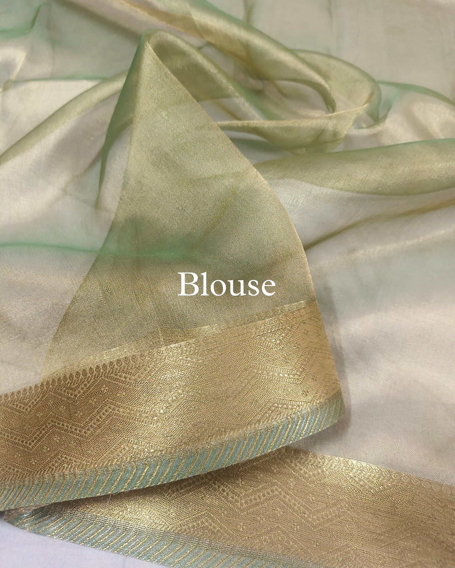 Light-Green Pure Tissue Silk Banarasi Saree