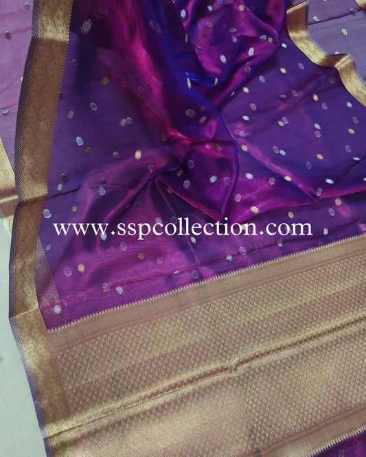 Dhoop-Chaao Pure Tissue Silk Banarasi Saree