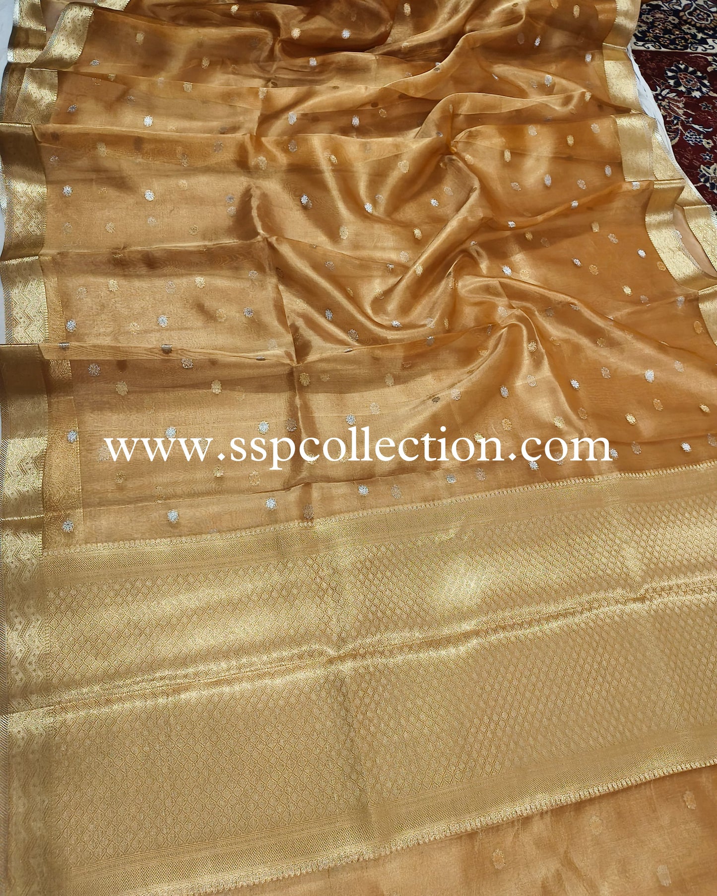 Mustard Pure Tissue Silk Banarasi Saree