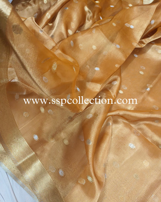 Mustard Pure Tissue Silk Banarasi Saree
