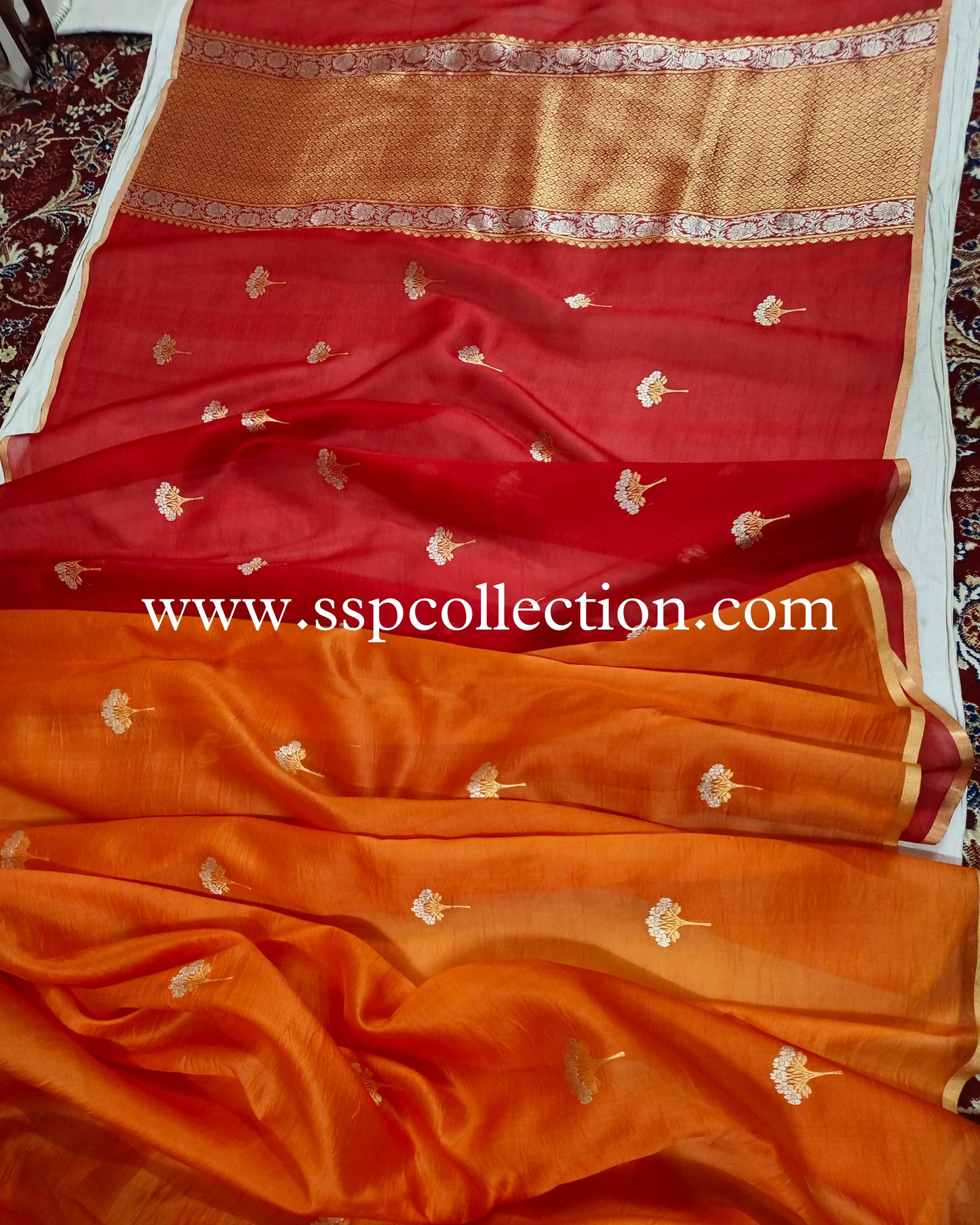 Ombre-Dye Pure Kora Silk Banarasi Saree