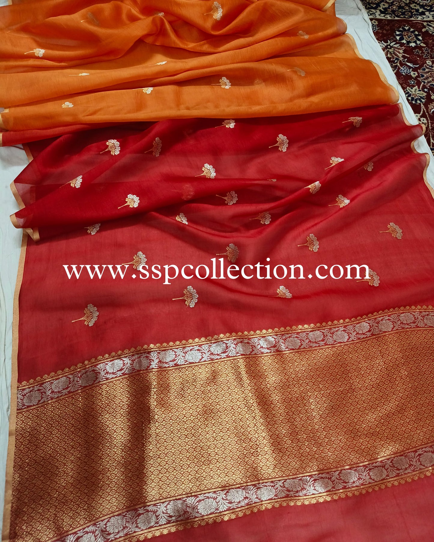 Ombre-Dye Pure Kora Silk Banarasi Saree