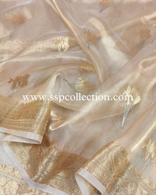 Gold Banarasi Pure Tissue Silk Saree