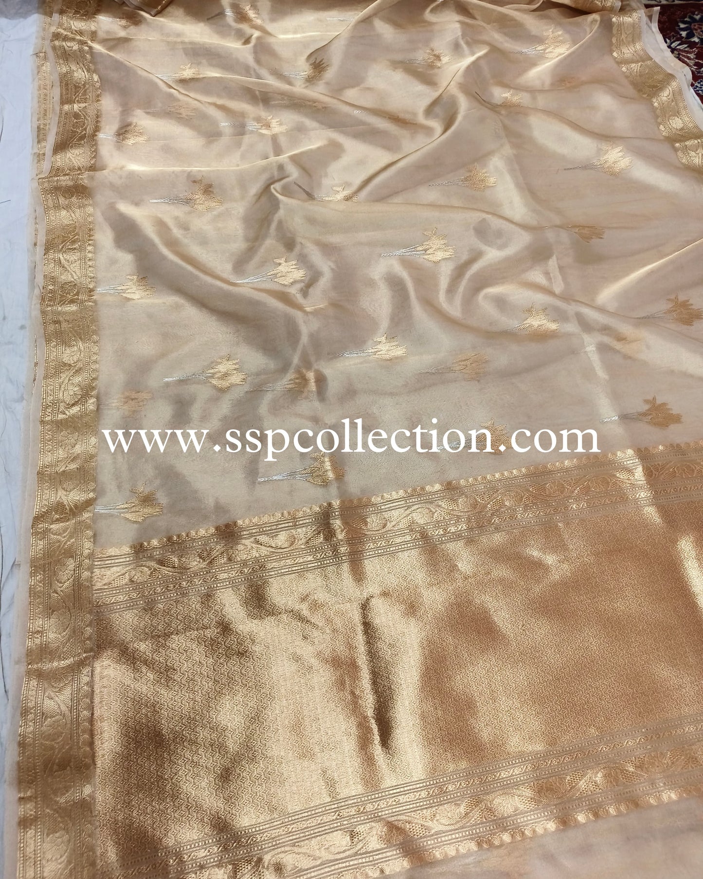 Gold Banarasi Pure Tissue Silk Saree