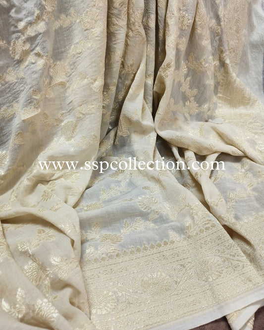 Ivory Pure Moonga Silk Banarasi Dupatta