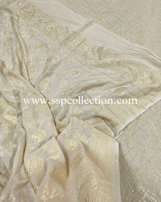 Ivory Pure Moonga Silk Banarasi Suit