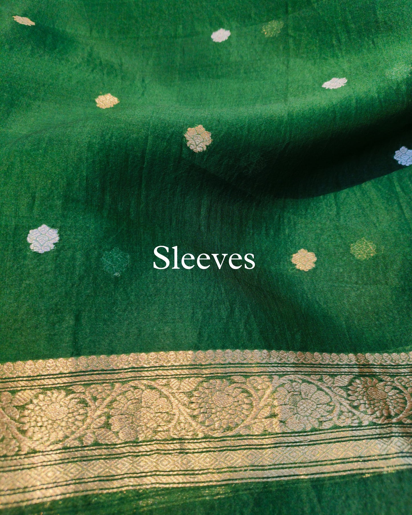 Bottle-Green Pure Kora Silk Banarasi Suit